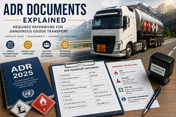 ADR-dokument för transport av farligt gods och obligatoriska logistikhändlingar i Europa