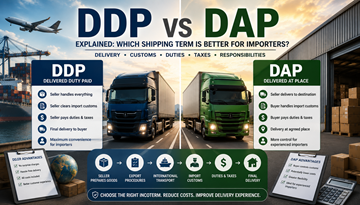 Jämförelse mellan leveransvillkoren DDP och DAP med lastbilar, tullhantering och internationell logistik